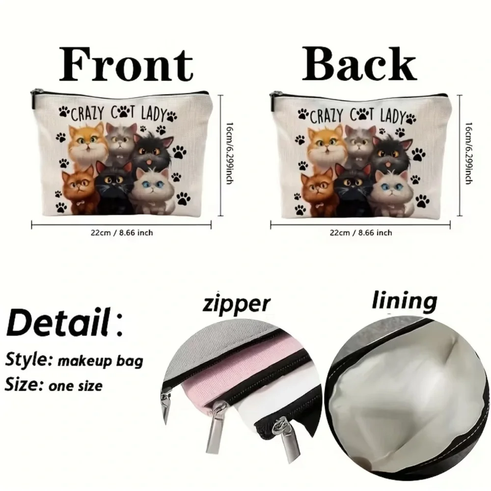 Crazy Cat Lady Cosmetic Makeup Bag